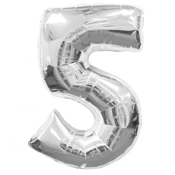 

Шар цифра фольгированная серебро "5", 70 см, Серебристый