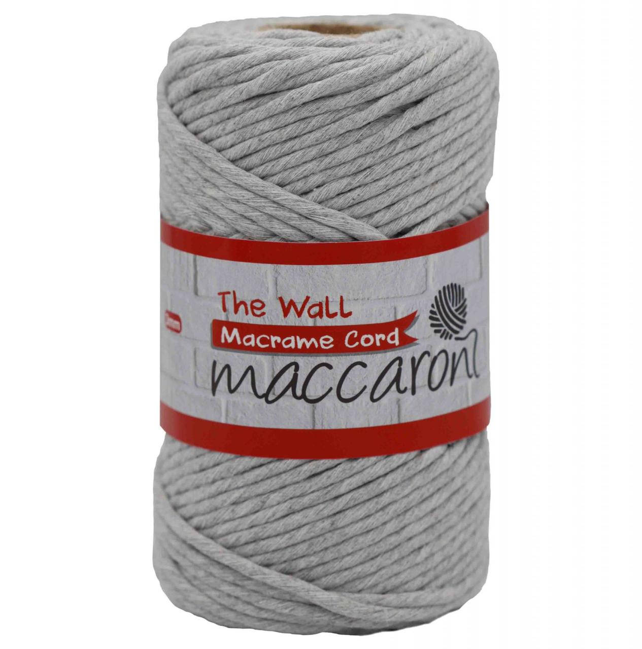 

Эко Хлопковый Шнур Macrame Cord The Wall Maccaroni 3 mm ,светло-серый