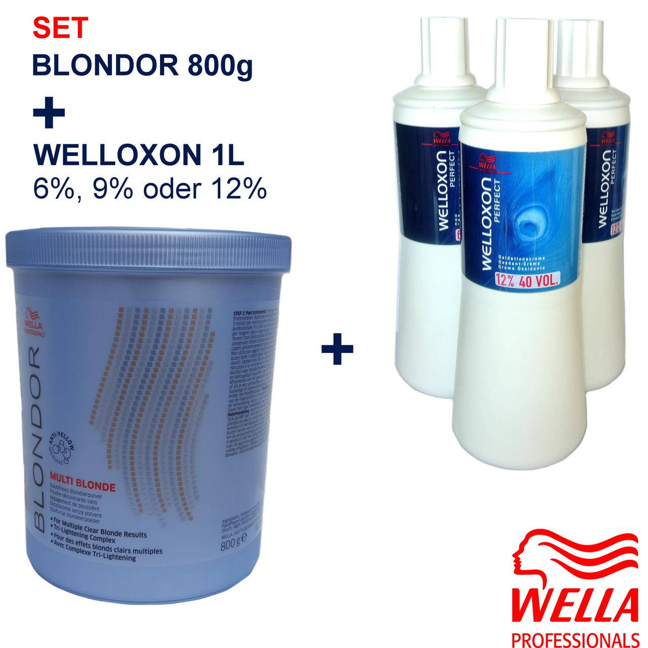 

Пудра для освітлення Wella Blondor 800 г + Welloxon 1000ml (6,9,12 % на вибір)