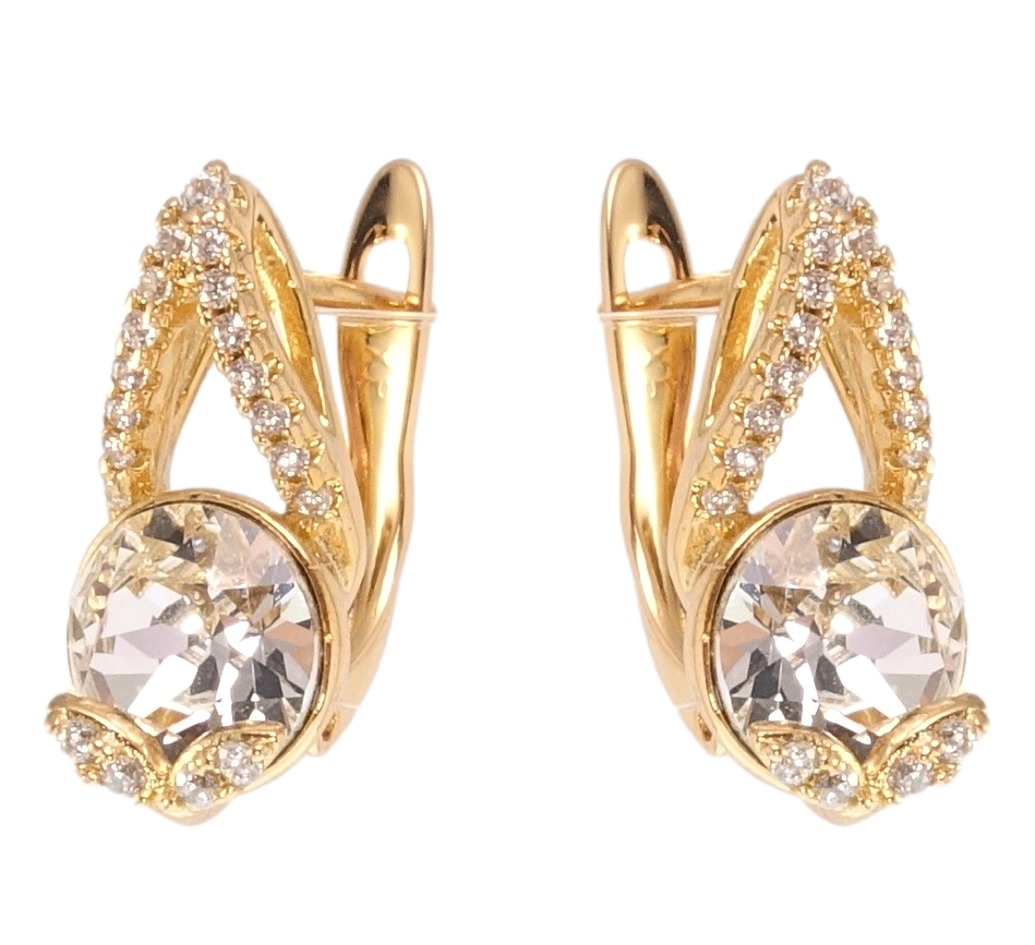 

Серьги Xuping Позолота 18K с кр-ми Swarovski английский замок "Кристаллы Clear с цирконием"