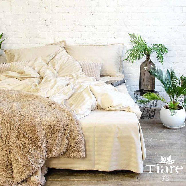 

Постельное белье ТМ Вилюта сатин страйп тиаре Tiare 72 бежевый однотоный двуспальный