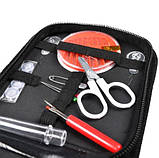 Набір для шиття 27 предметів для дому, дорожній швейний набір аксесуарів в чохлі, фото 4
