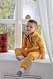 Дитячий спортивний костюм для хлопчика толстовка та штани з матеріалу двонитка гірчичного кольору р. 104-170, фото 2