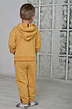 Дитячий спортивний костюм для хлопчика толстовка та штани з матеріалу двонитка гірчичного кольору р. 104-170, фото 3