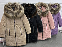 Детское зимнее пальто для девочки в разных цветах, размеры 134-152