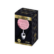 Металева анальна пробка Крихітний хвостик Alive Fluffy Plug S Pink (м'ята упаковка!!) Puls69, фото 4