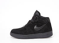 Мужские зимние кроссовки Nike Air Force 1 High "Black" (черные) 12364