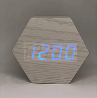 Настольные часы VST-876 с датой и температурой (Белые с синей подсветкой)