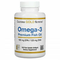 CGN, Omega-3 Premium Fish Oil, 100 капсул, рыбий жир, омега-3, омега 3