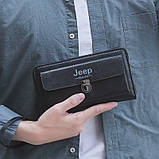 Чоловічий гаманець Jeep. Чоловічий клатч. Гаманець чоловічий місткий портмоне Чорний, фото 2