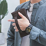 Чоловічий гаманець Jeep. Чоловічий клатч. Гаманець чоловічий місткий портмоне Чорний, фото 3