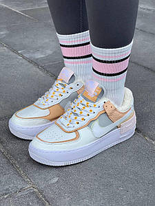 Зимові Жіночі Кросівки Nike Air Force 1 Shadow Spruce Aura Fur (Хутро)36-37-38-39-40