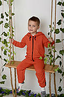 Костюм дитячий для хлопчика спортивні штани та толстовка з матеріалу двонитка оранжевого кольору р. 104-170