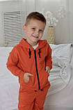 Костюм дитячий для хлопчика спортивні штани та толстовка з матеріалу двонитка оранжевого кольору р. 104-170, фото 2