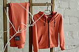 Костюм дитячий для хлопчика спортивні штани та толстовка з матеріалу двонитка оранжевого кольору р. 104-170, фото 3
