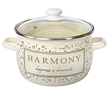 Каструля емальована зі скляною кришкою 5 л. Interos Мікс, фото 2