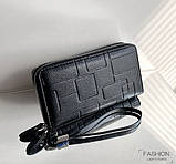 Чоловічий гаманець. Чоловічий клатч. Гаманець чоловічий місткий портмоне Чорний, фото 2