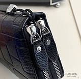 Чоловічий гаманець. Чоловічий клатч. Гаманець чоловічий місткий портмоне Чорний, фото 9