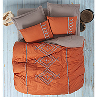 Комплект постельного белья ранфорс, двуспальное ЕВРО Cottonbox Puff Liya, Оранжевый