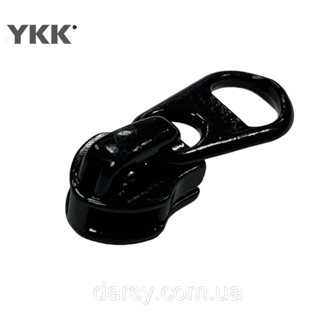Бігунок YKK 5 RC DFL E на спіральну молнію з маленьким пулером  колір чорний 580, фото 1
