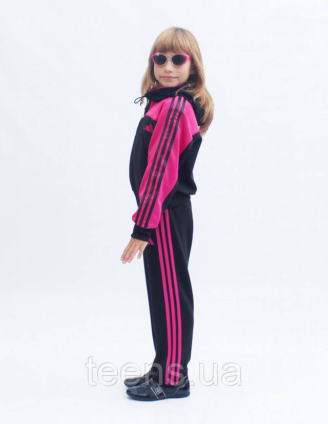  - детский спортивный костюм с яркой вставкой - малиновый верх - фото teens.ua
