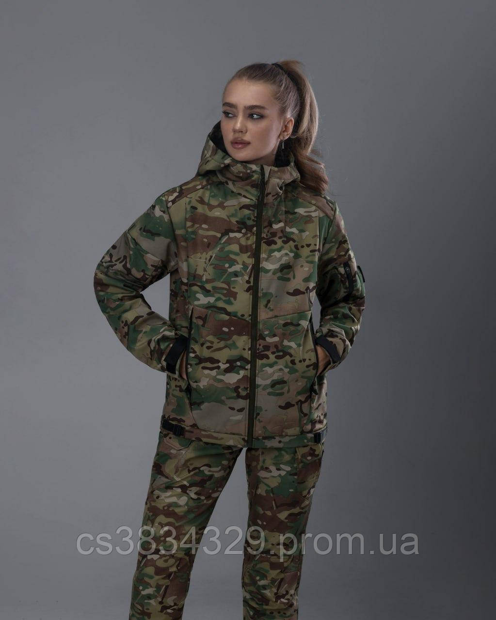 Куртка Softshell BEZET Робокоп 2.0 мультикам Жіноча тактична військова куртка мультикам камуфляж
