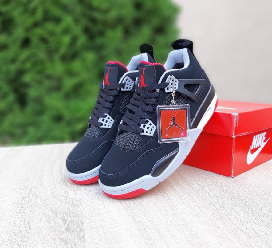 Зимние с мехом Nike Air Jordan 4 Winter Black Red мужские кроссовки Найк Джордан черные с красным 41 - 45 41 - фото 2 - id-p1990711471