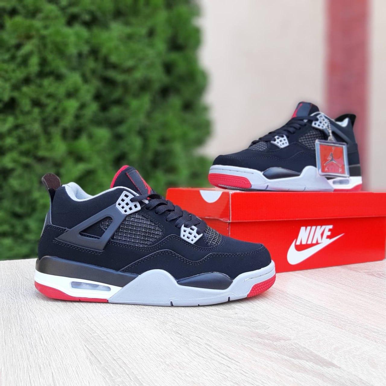 Зимние с мехом Nike Air Jordan 4 Winter Black Red мужские кроссовки Найк Джордан черные с красным 41 - 45 41 - фото 3 - id-p1990711471