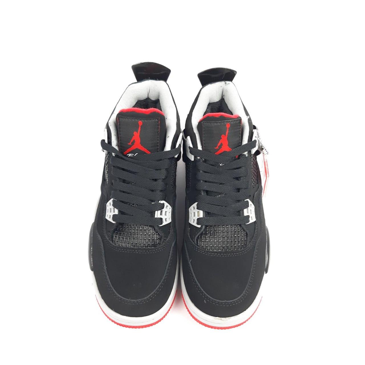 Зимние с мехом Nike Air Jordan 4 Winter Black Red мужские кроссовки Найк Джордан черные с красным 41 - 45 41 - фото 7 - id-p1990711471