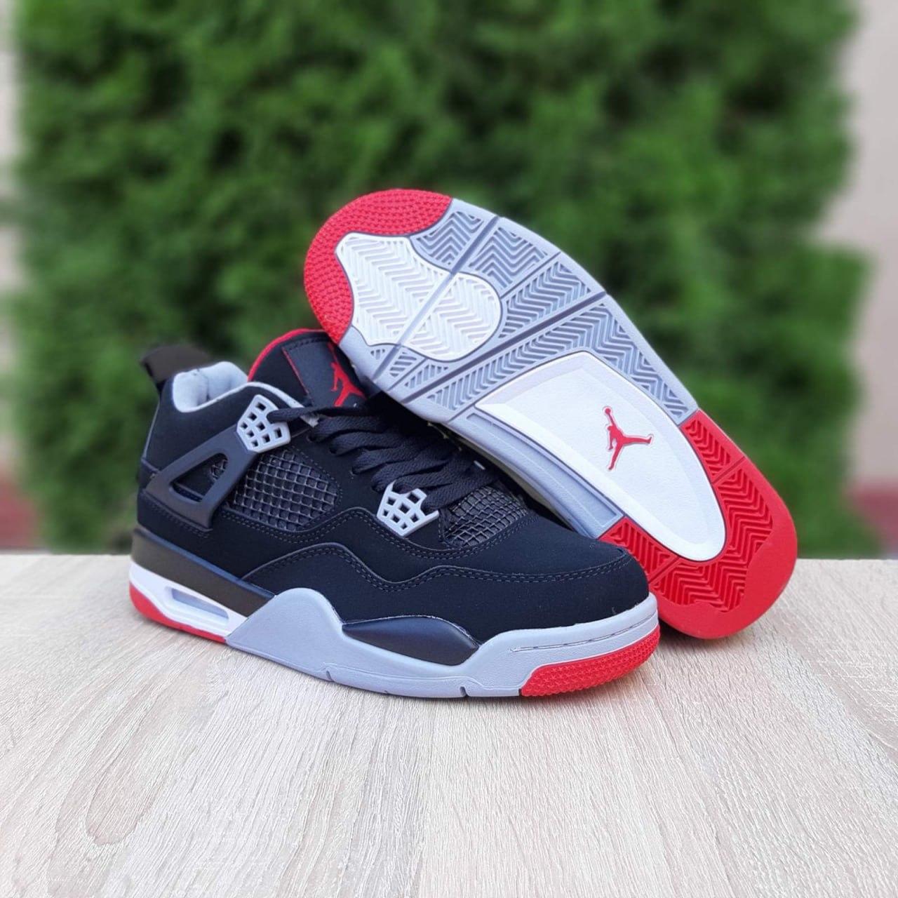 Зимние с мехом Nike Air Jordan 4 Winter Black Red мужские кроссовки Найк Джордан черные с красным 41 - 45 43 - фото 4 - id-p1990711472