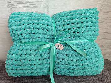 В'язаний плюшевий плед ручної роботи, 100*140см