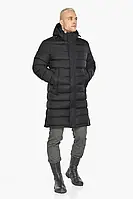 Зимова чорна чоловіча куртка з капюшоном на затягуваннях модель 51450