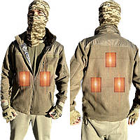 Кофта флісова з підігрівом від PowerBank та термо підкладкою Omni Heat. Фліска військова армійська Хакі 48-56