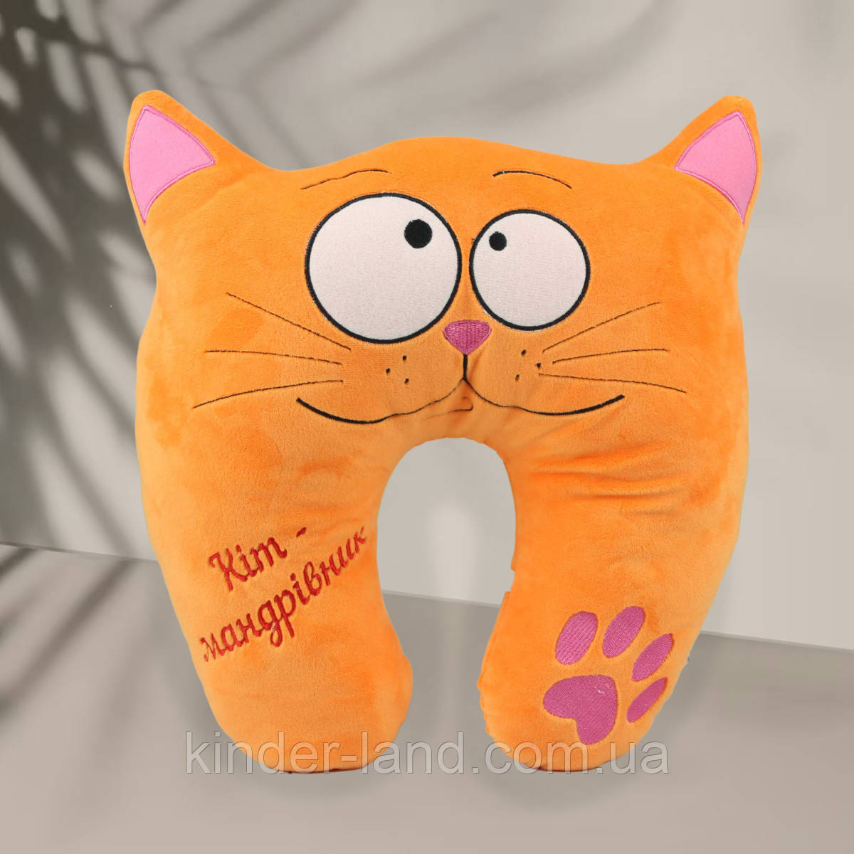 Дитяча подушка Підголовник "Кіт Мандрівник", 36 см.