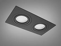 Точковий поворотний світильник чорного кольору 2 лампи алюміній 175х92 мм, фото 4