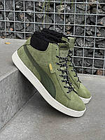 Зимние Мужские Кроссовки Puma Mid Corduroy Olive Fur (Мех) 41-42-43-44-45