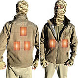 Флісова кофта з підігрівом від PowerBank та термо-підкладкою Omni Heat. Фліска військова армійська Хакі 48-56, фото 2
