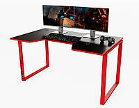 Геймерский игровой стол Unicron каркас металл Лайм, столешница ЛДСП Черный (Zeus ТМ) Красный