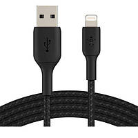 Кабель Belkin USB-A - Lightning 1м плетеный Black (CAA002BT1MBK)