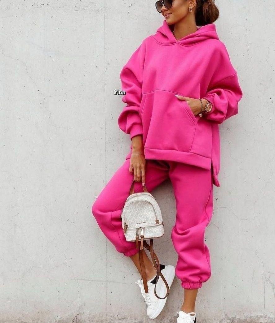 Теплий жіночий костюм на флісі Oversize, фото 1