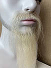 Борода та вуса реалістичні білі — накладка на сітці сивого кольору осяг, сива борода старого, діда морозу, фото 3