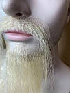 Борода та вуса реалістичні білі — накладка на сітці сивого кольору осяг, сива борода старого, діда морозу, фото 4