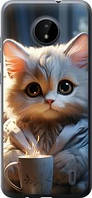 Чехол на Nokia C20 White cat из силикона FCh_0001085