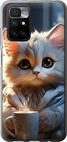 Чехол на Xiaomi Redmi 10 White cat из силикона FCh_0001086