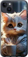 Чехол на iPhone 14 Plus White cat из силикона FCh_0001136