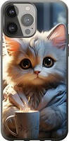 Чехол на iPhone 13 Pro Max White cat из силикона FCh_0001137