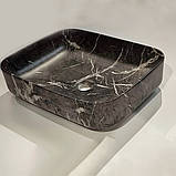 Раковина накладна прямокутна 51 см, мармуровий ефект, графіт матова Florina CE-40-723, фото 3