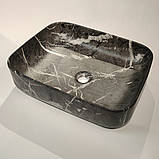 Раковина накладна прямокутна 51 см, мармуровий ефект, графіт матова Florina CE-40-723, фото 5