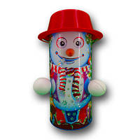 Тубус новорічний під цукерки середній "Сніговик" Ø 87 h 205 мм новорічна упаковка, упаковка для подарунків