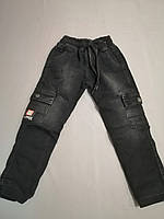 Теплі чорні джинси на травці для хлопчика  5, 6 років
